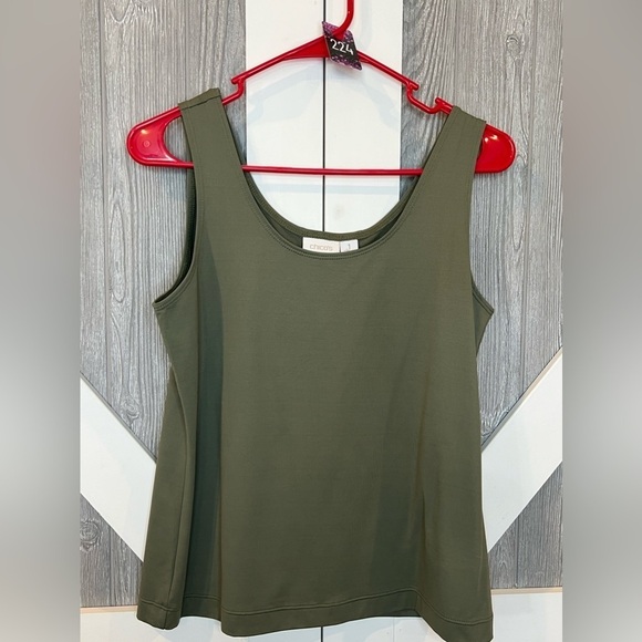 B4.04 Chicos Dress Tank Olive Tank (Chicos 1) 8/M - Picture 2 of 7